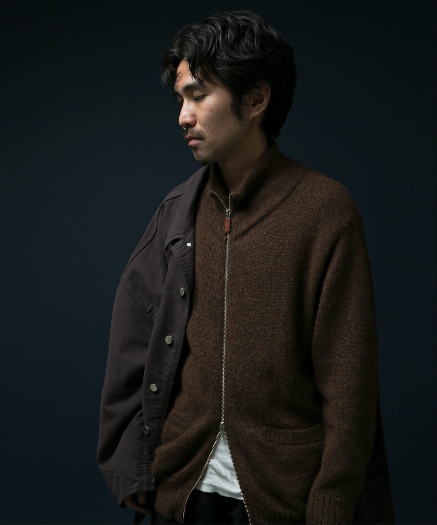 FOLL / フォル】baby alpaca drivers knit jacket（ニット