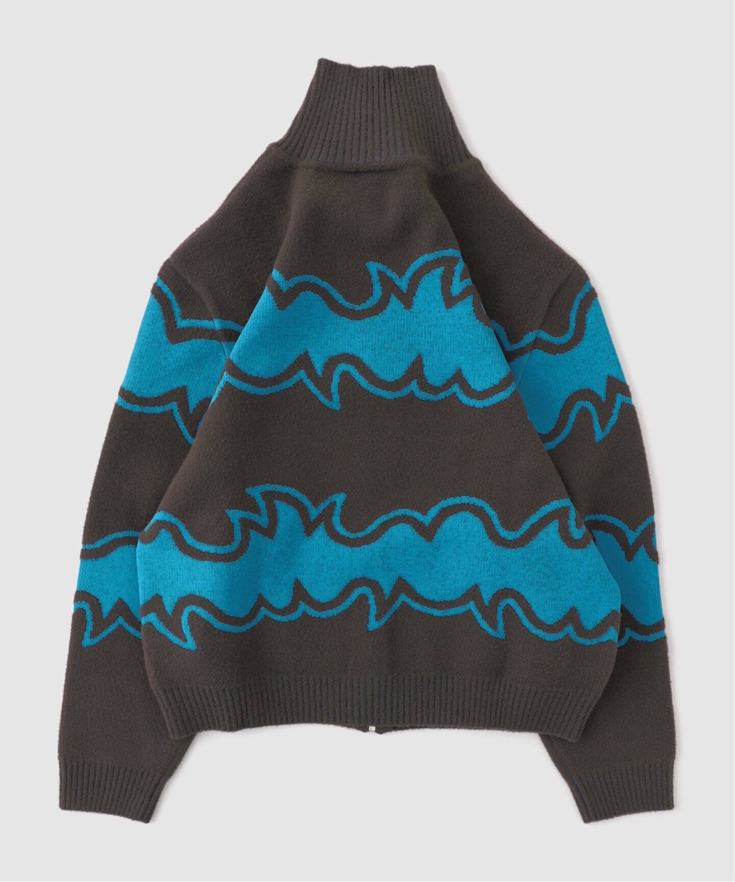 BLUEMARBLE / ブルーマーブル】Zipped jacquard sweater（ニット 