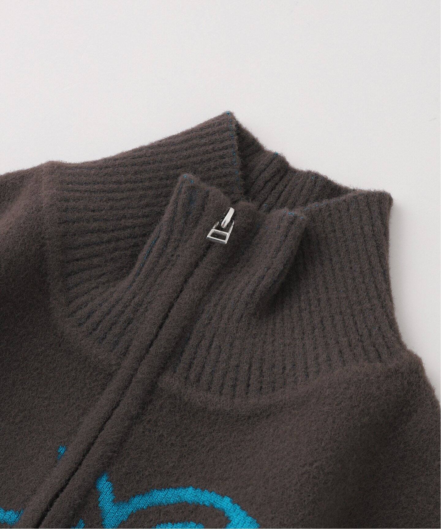 BLUEMARBLE / ブルーマーブル】Zipped jacquard sweater（ニット 