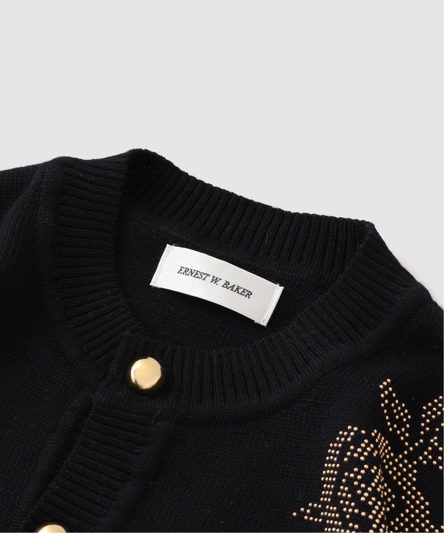 ERNEST W. BAKER / アーネストダブルベイカー】 Rose Studded Cardigan  