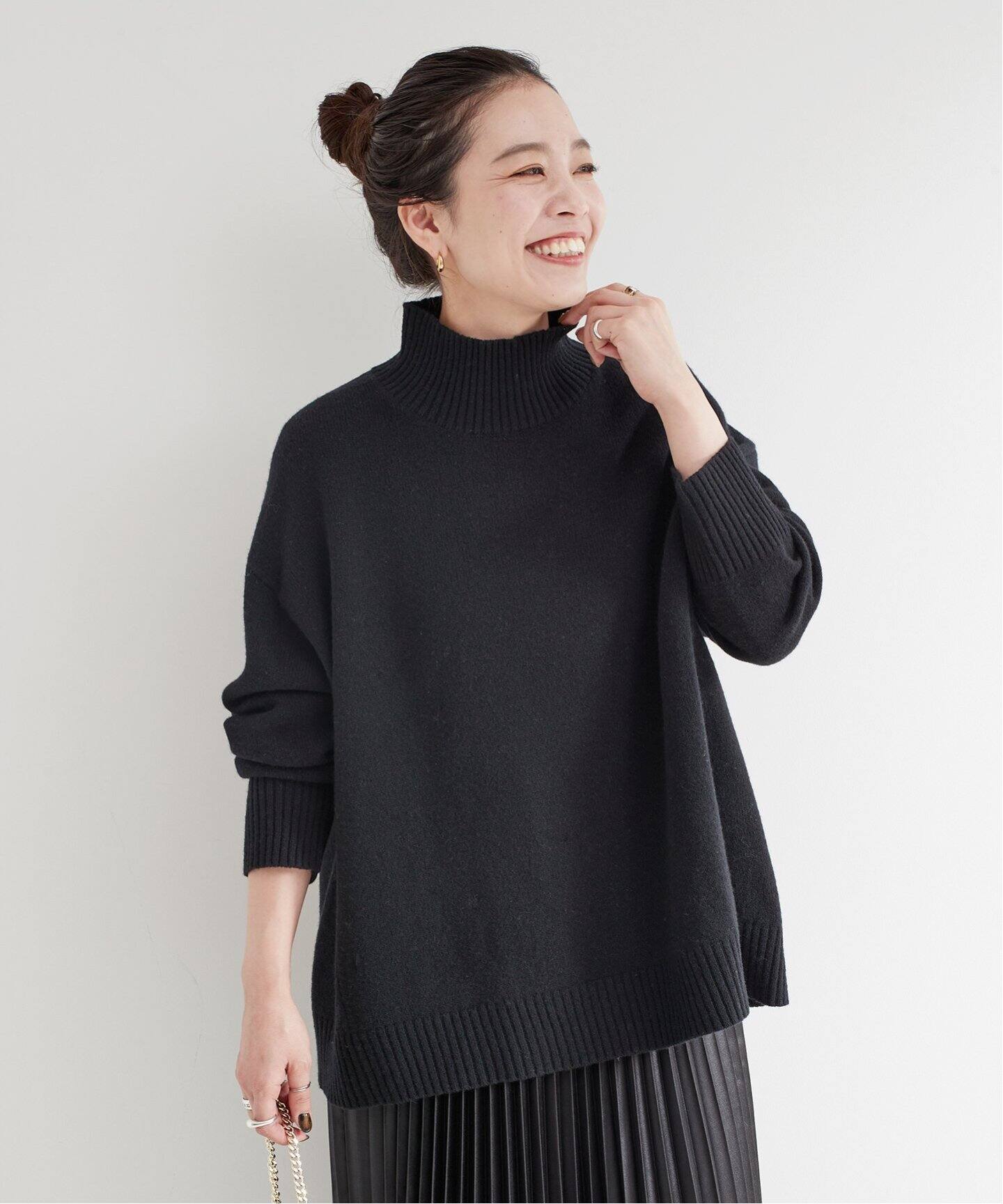 2021F/W 162432 カシミヤ 7G 裾変化ハイネックプルオーバー