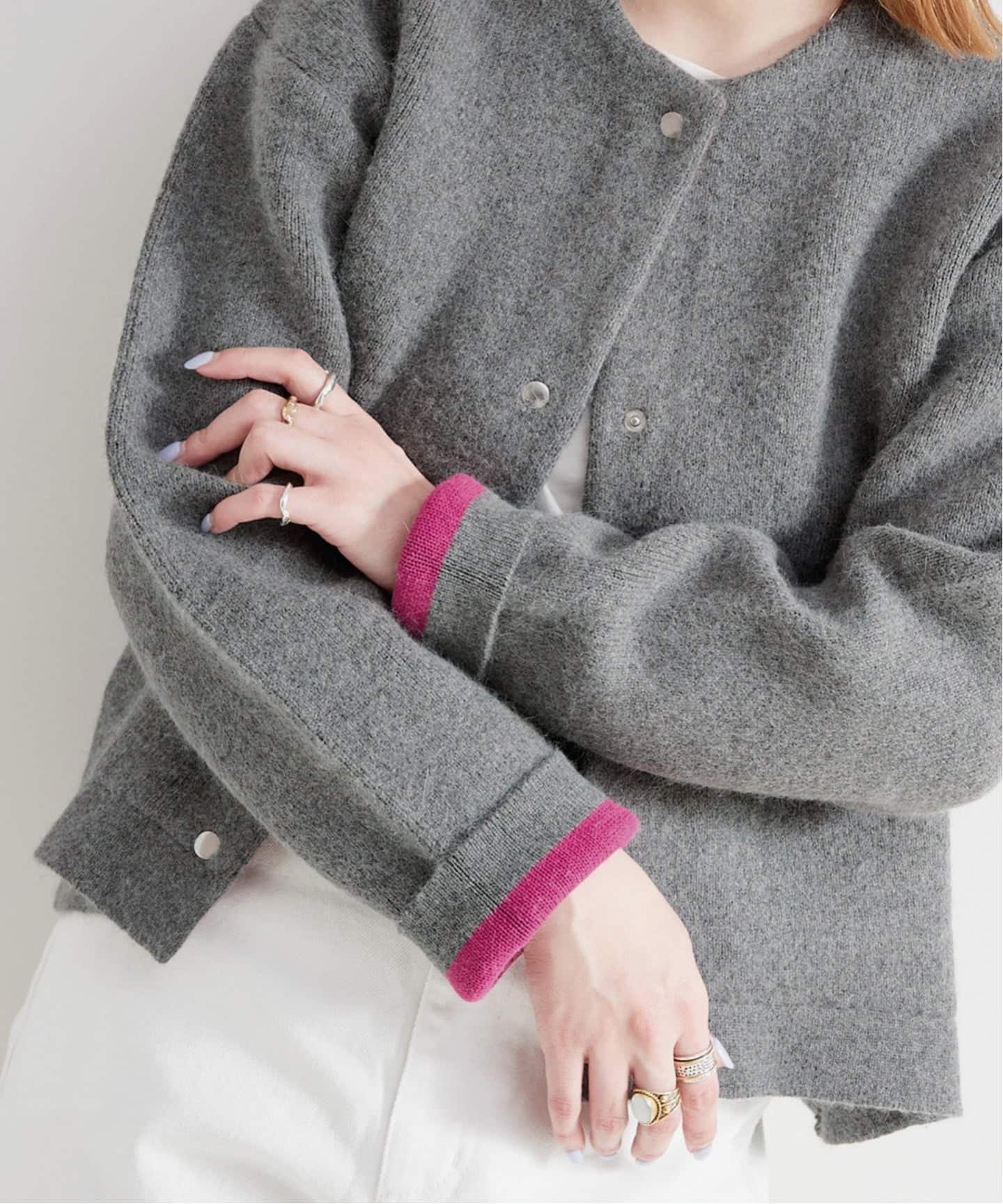 追加6》2層スムース編みニットブルゾン（カーディガン）｜B.C STOCK