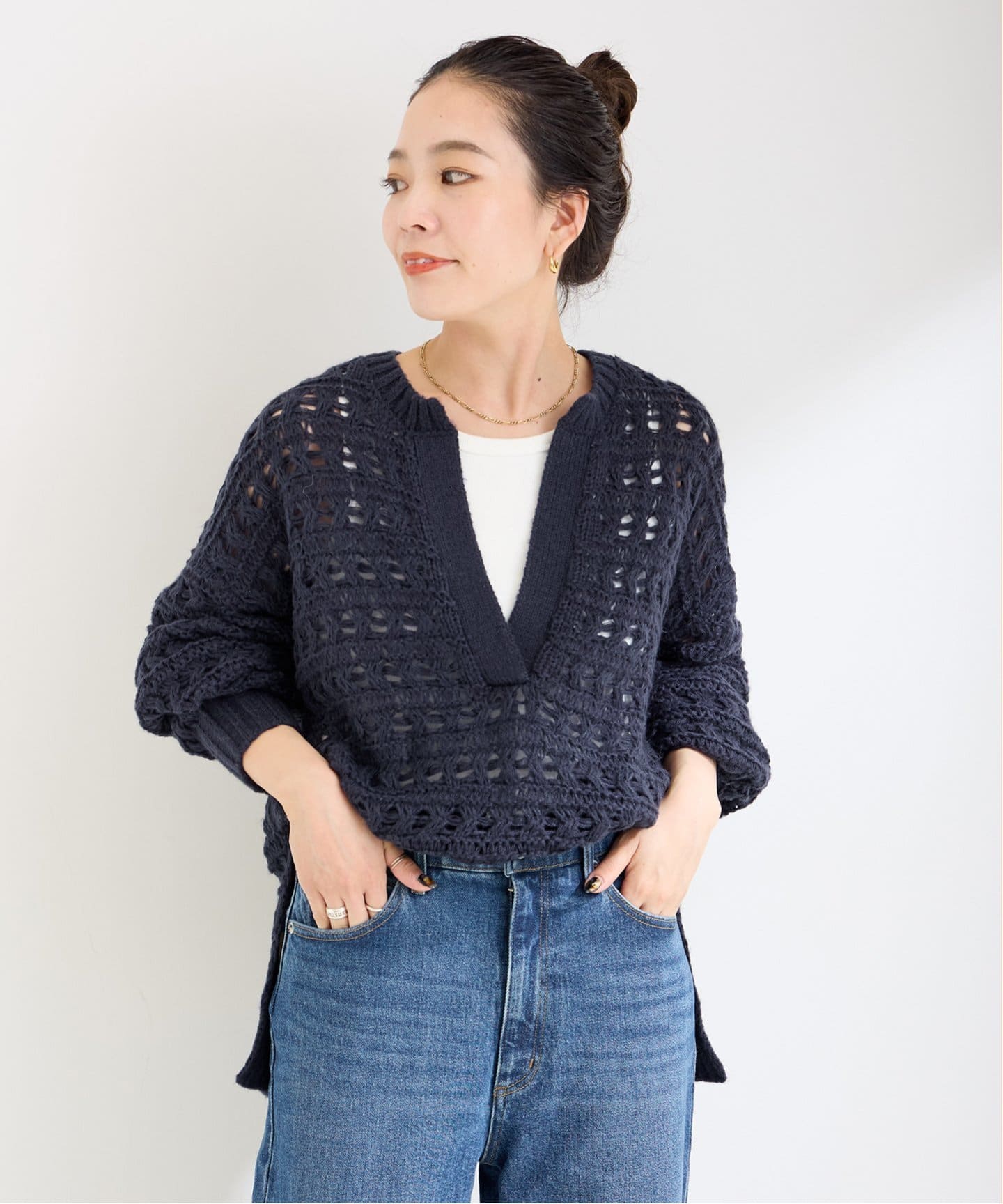 メッシュ編みスキッパーニット（ニット／セーター）｜B.C STOCK（ベー