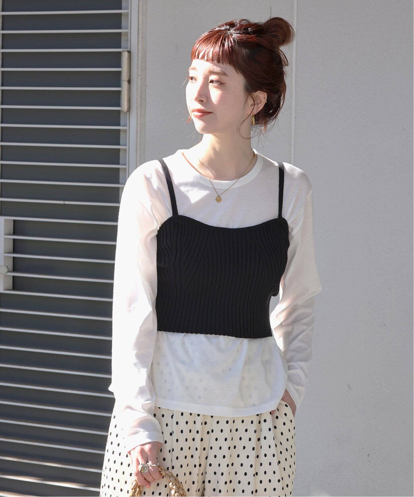 ニットビスチェ付きロンT（Tシャツ／カットソー）｜B.C STOCK（ベー 