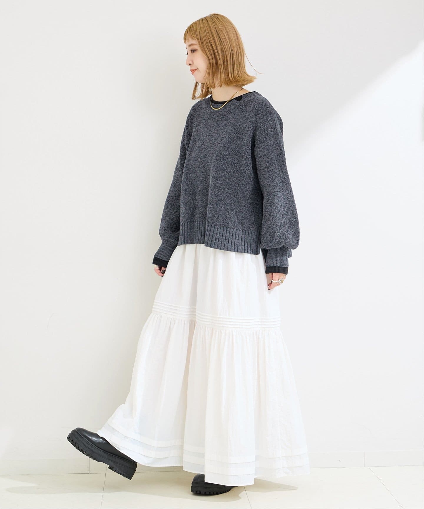 ニット セーター MIXモールニットプルオーバー レディース LAKOLE ニット セーター 刺繍ロゴモールニットプルオーバー