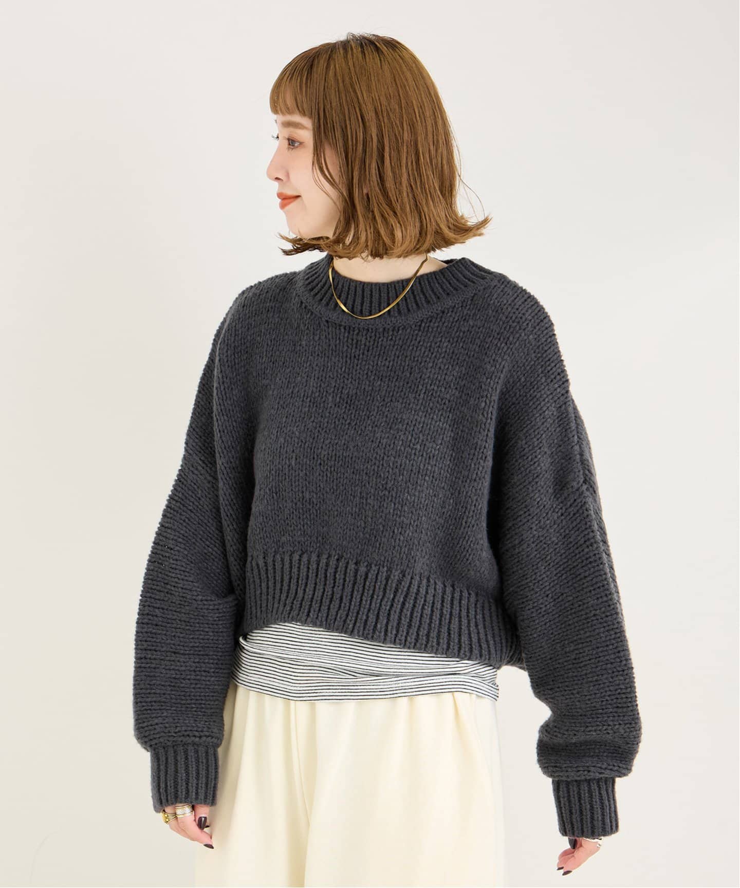 クロップ丈ニット（ニット／セーター）｜B.C STOCK（ベーセーストック