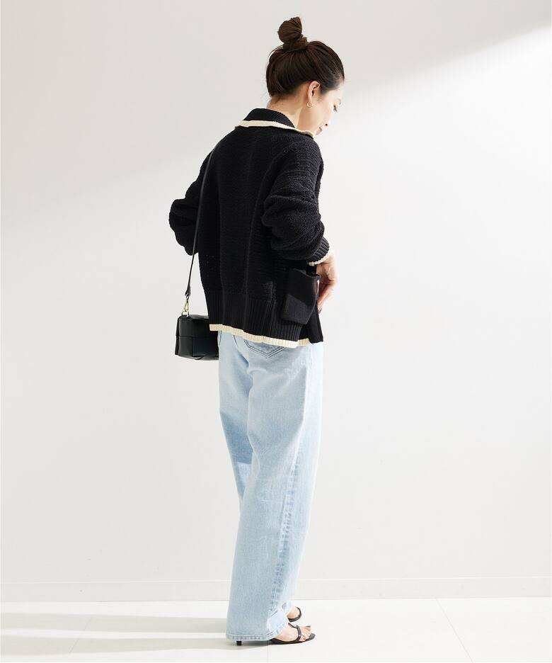 襟付きバイカラーニットジャケット（その他ブルゾン／アウター）｜B.C  