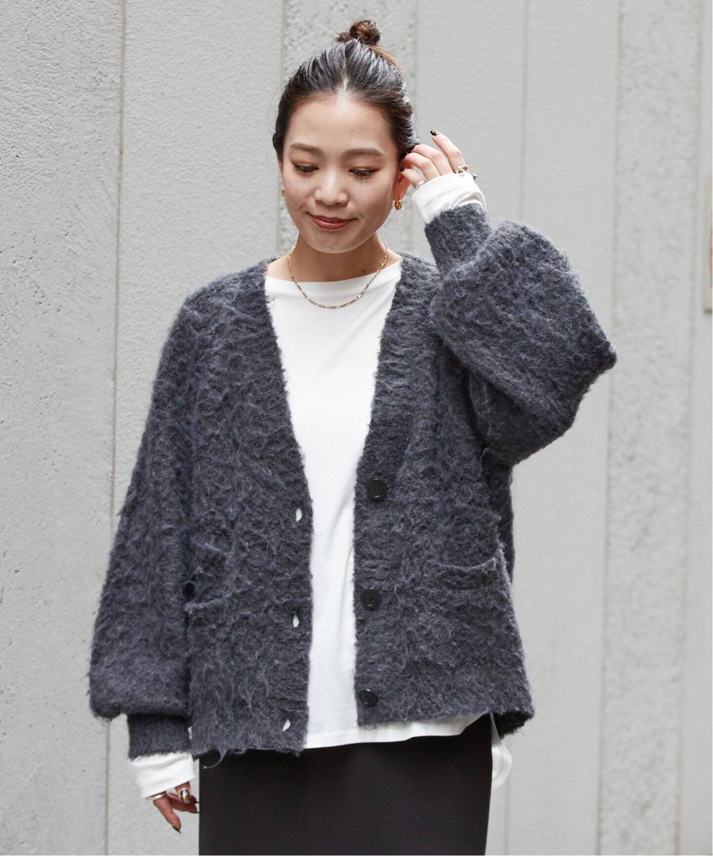 追加》Vネック起毛シャギーカーディガン（カーディガン）｜B.C STOCK