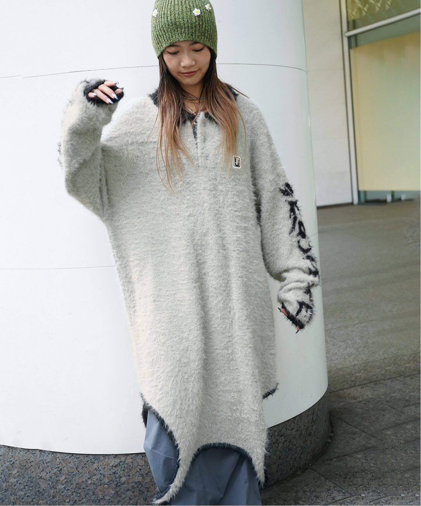 irojikake/イロジカケ FLUFFY RUGBY SHIRT SUPER LONG IG24AWKT19 