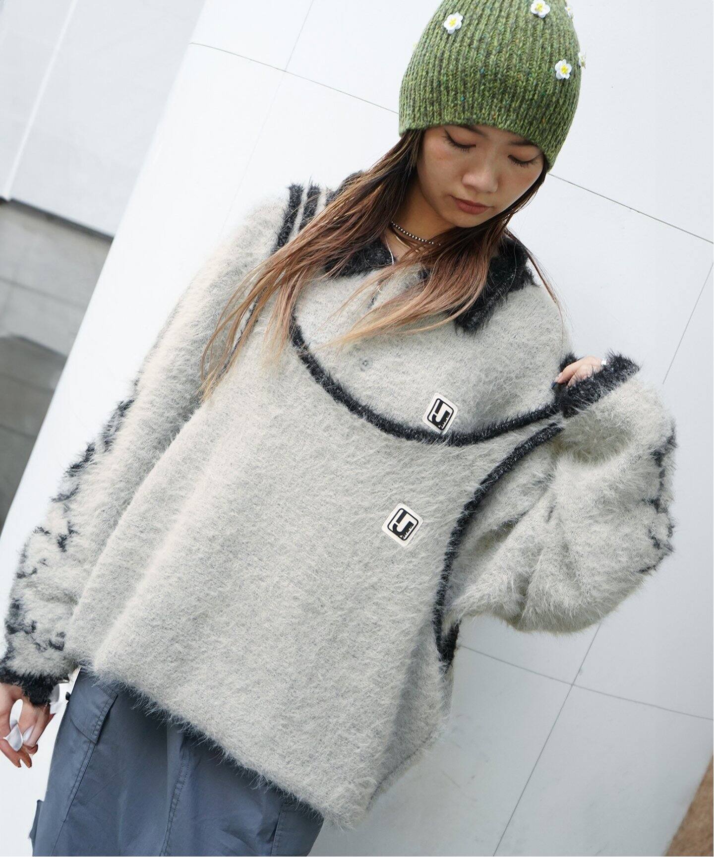 irojikake/イロジカケ FLUFFY RUGBY SHIRT SUPER LONG IG24AWKT19 