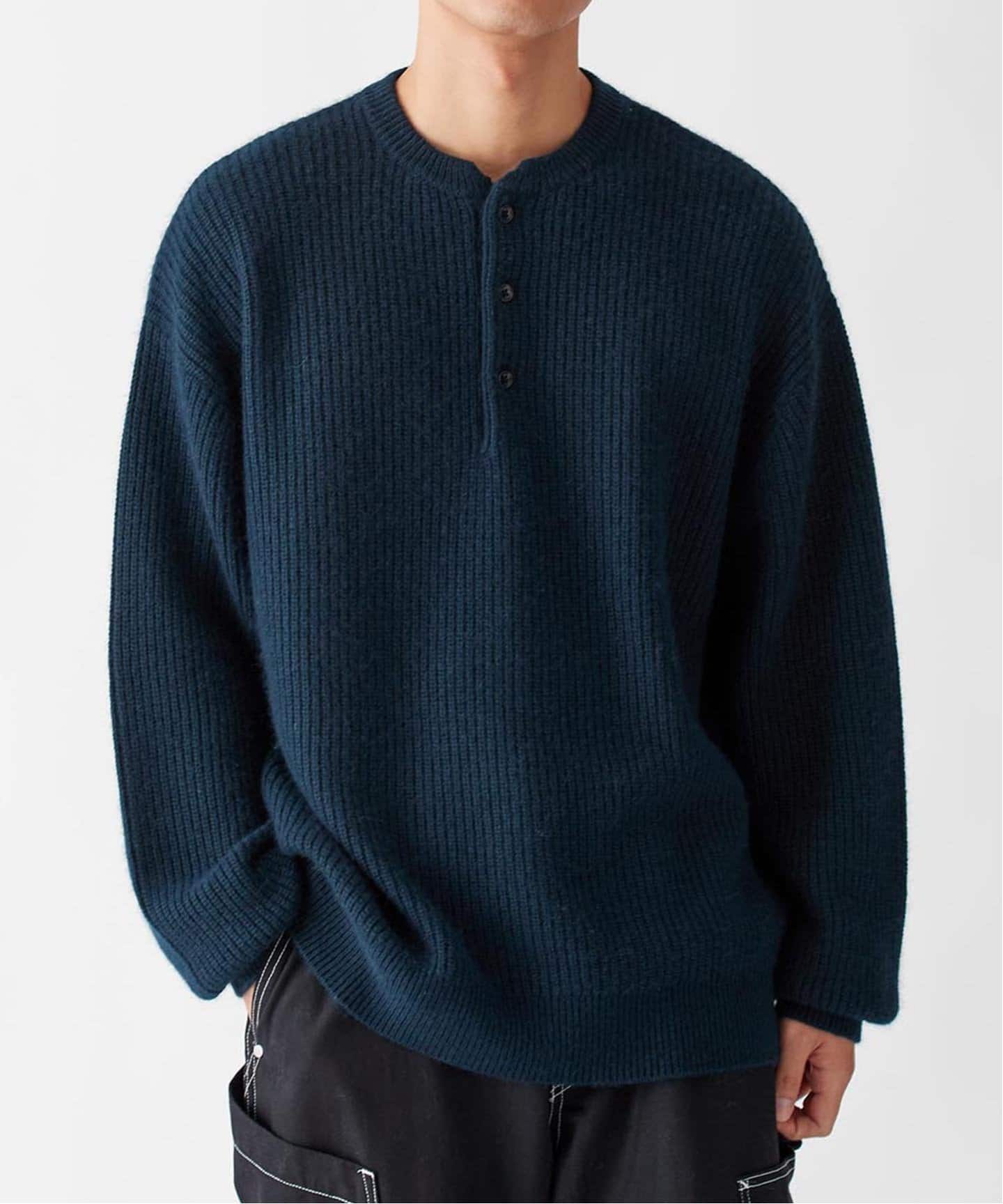 ニット・セーター No.9711 soft angora Vneck KNIT (6color) SOFT ANGORA BLEND アゼヘンリーネックニット（ニット／セーター