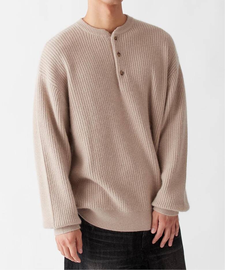 ASKYURSELF◇ニット・セーター(厚手)/XL/コットン/BEG 大人の上品 
