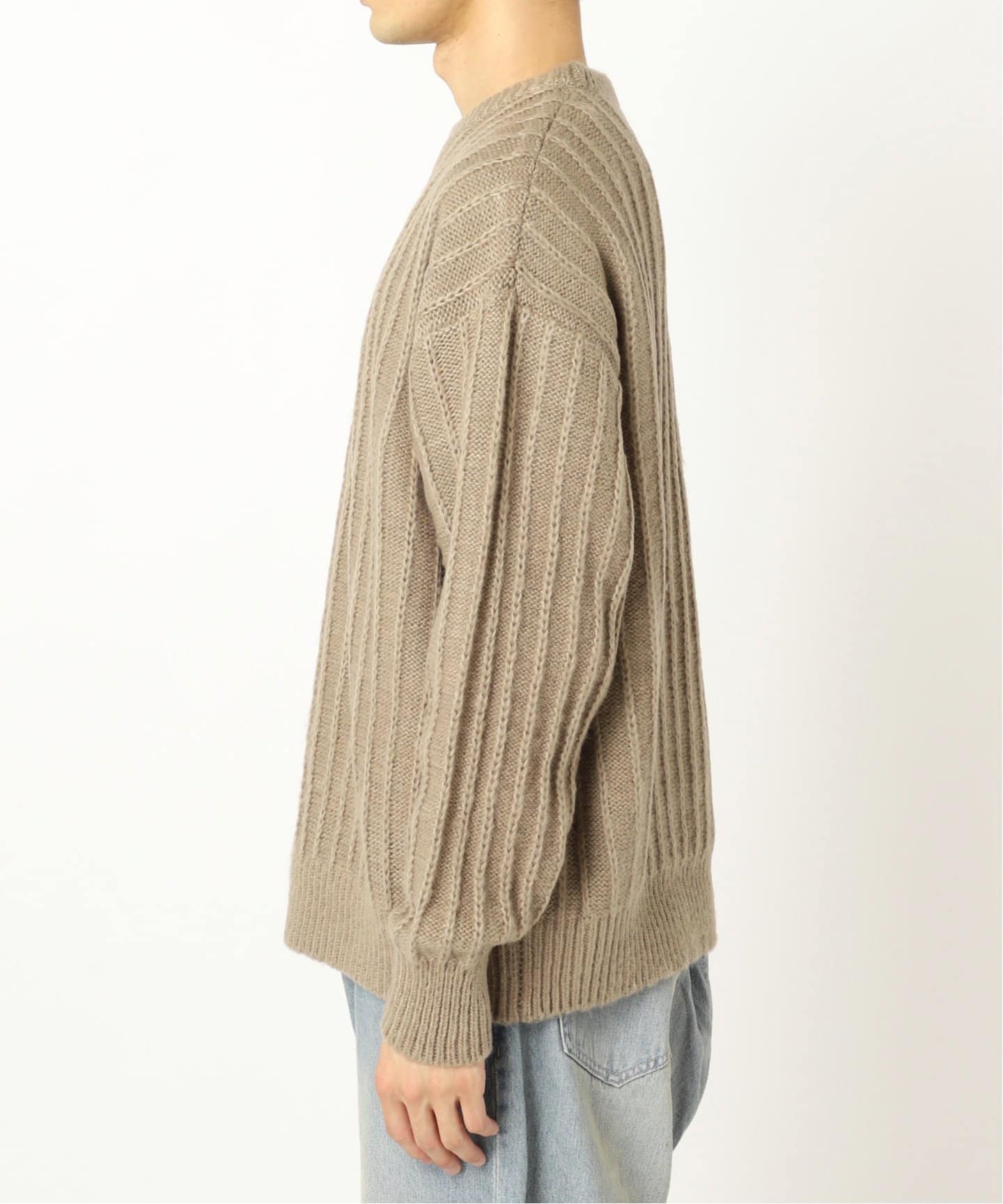 B.C STOCK グレー ケーブルニット バルーン袖セーター ベーセーストック B.C STOCK ケーブルアゼニット （グレーA
