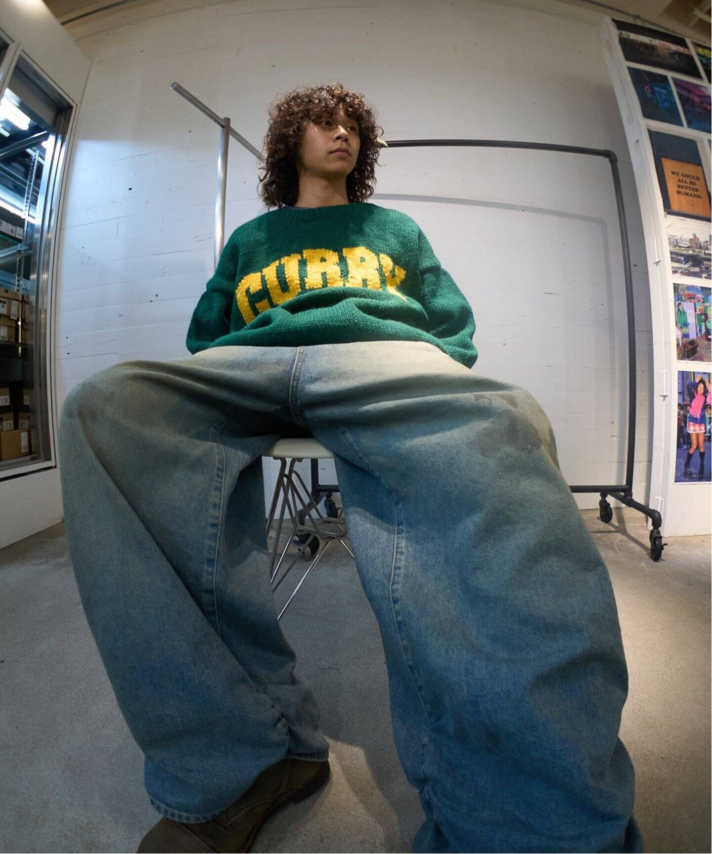 MacMahon Knitting Mills 】 +【Niche.】 Crew Neck Knit-GREEN CURRY 