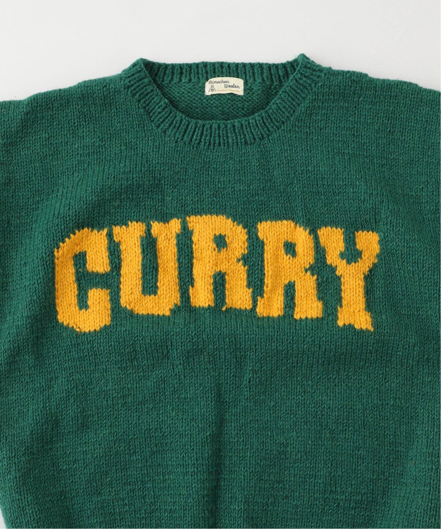 MacMahon Knitting Mills 】 +【Niche.】 Crew Neck Knit-GREEN CURRY 