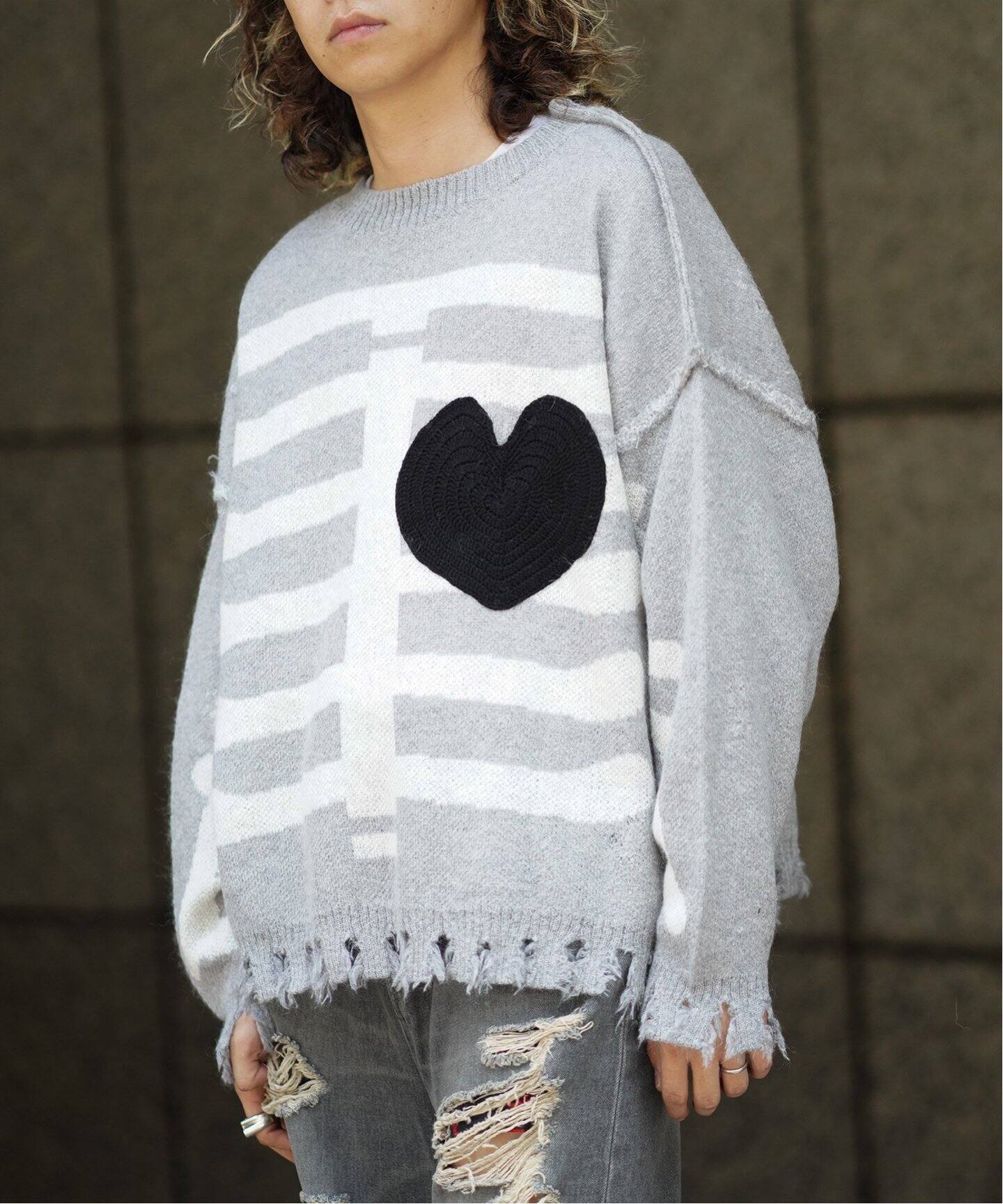 DISCOVERED / ディスカバード モヘア混 HEARTBONE KNIT（ニット 