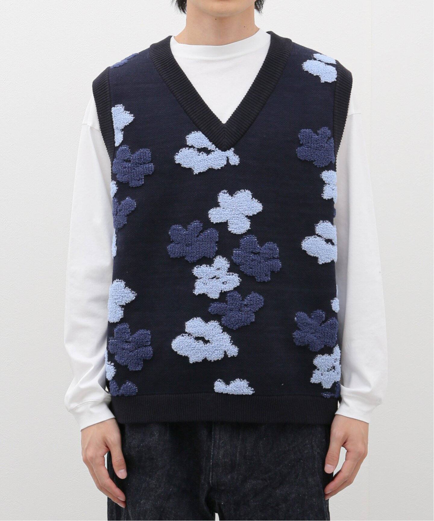 SON OF THE CHEESE / サノバチーズ】 Flower Pattern Knit Vest 