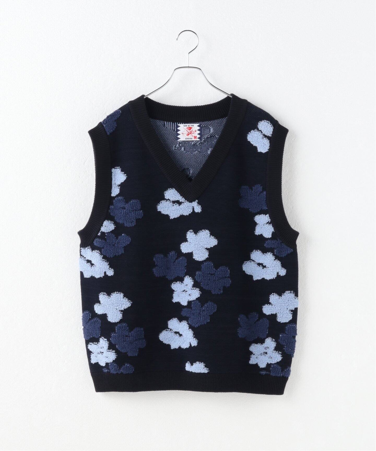 SON OF THE CHEESE / サノバチーズ】 Flower Pattern Knit Vest 