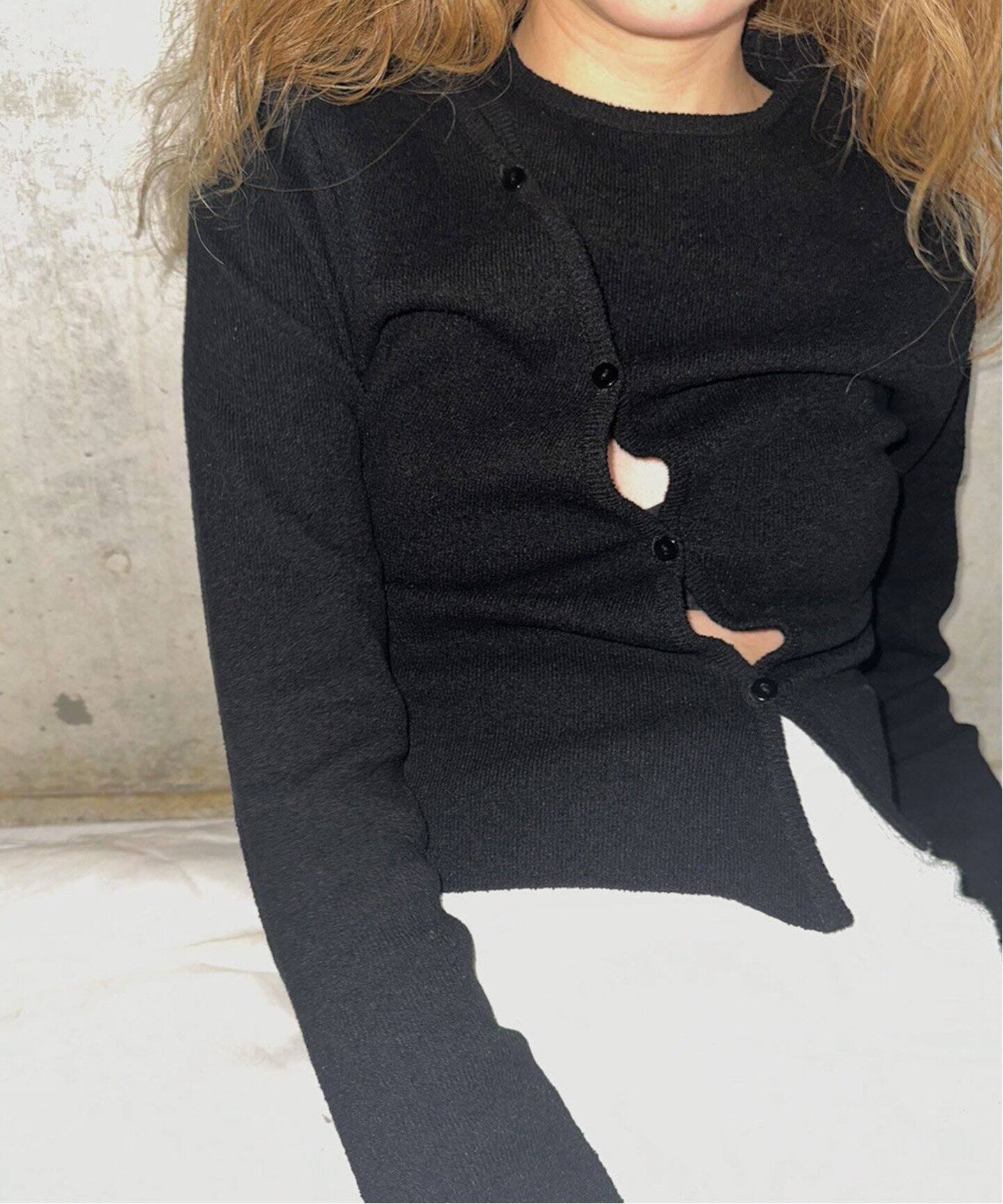 ミニブークレ アシンメトリーカーディガン（カーディガン）｜EDIT.FOR  