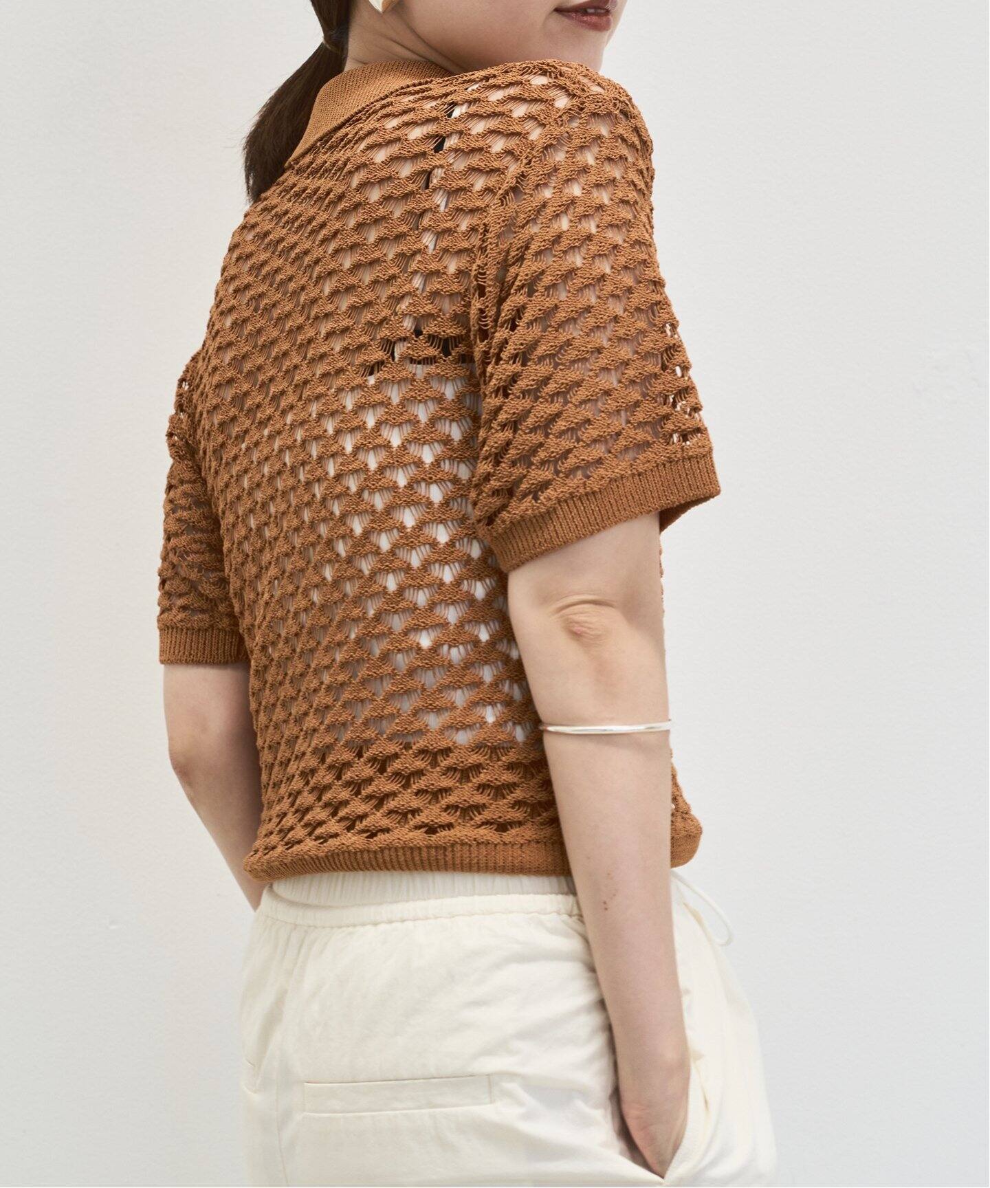 コードヤーンメッシュ襟付きプルオーバー（ニット／セーター）｜IENA  