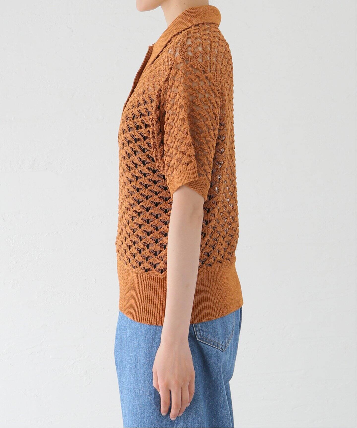 コードヤーンメッシュ襟付きプルオーバー（ニット／セーター）｜IENA  