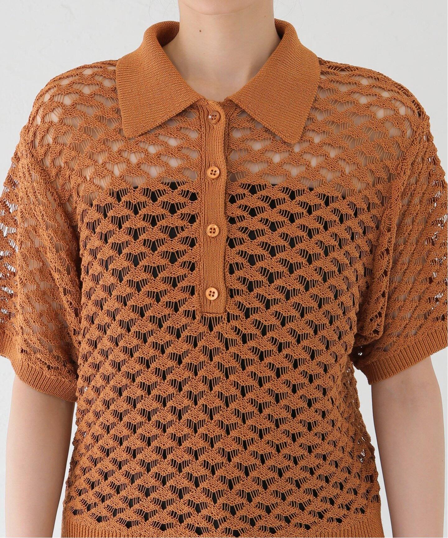 コードヤーンメッシュ襟付きプルオーバー（ニット／セーター）｜IENA  