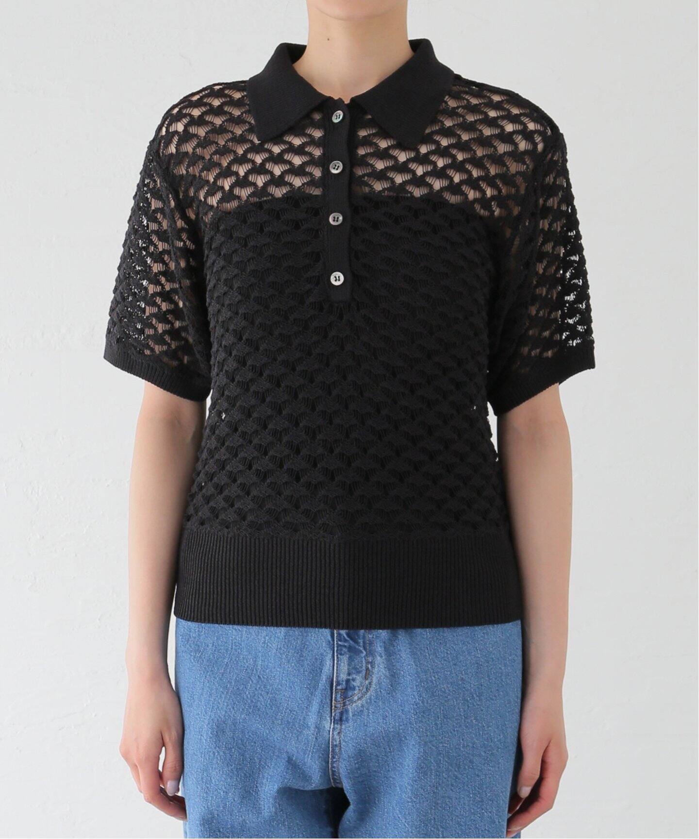 コードヤーンメッシュ襟付きプルオーバー（ニット／セーター）｜IENA  