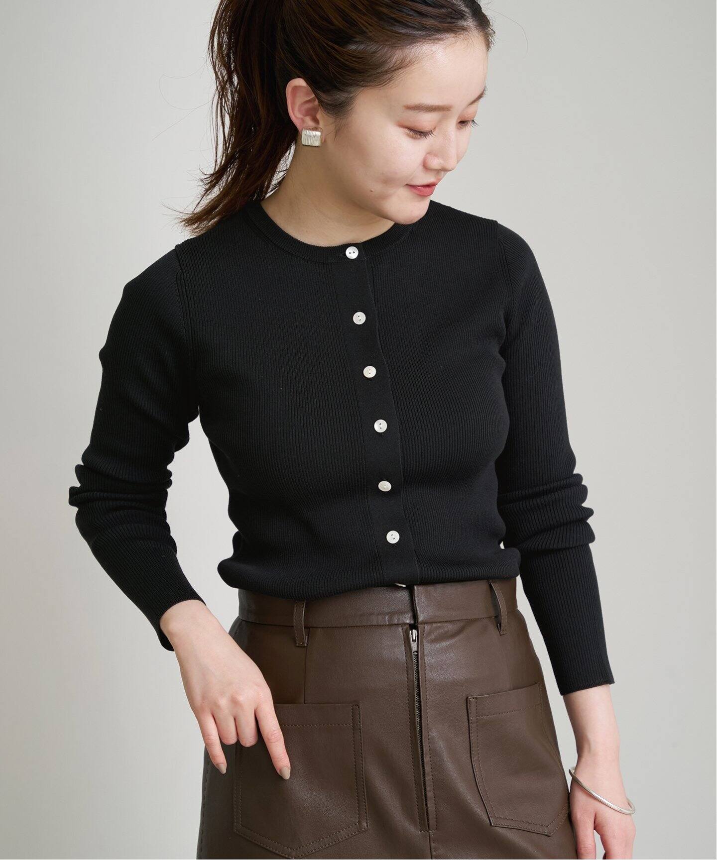 IENA◆24AW/2*1リブショートカーディガン/24-080-900-2940-3-0 2*1リブショートカーディガン（カーディガン）｜IENA（イエナ