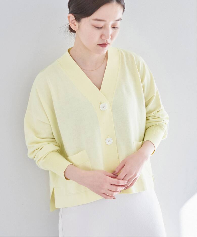 追加》ドライコットン Vネックカーディガン（カーディガン）｜IENA  