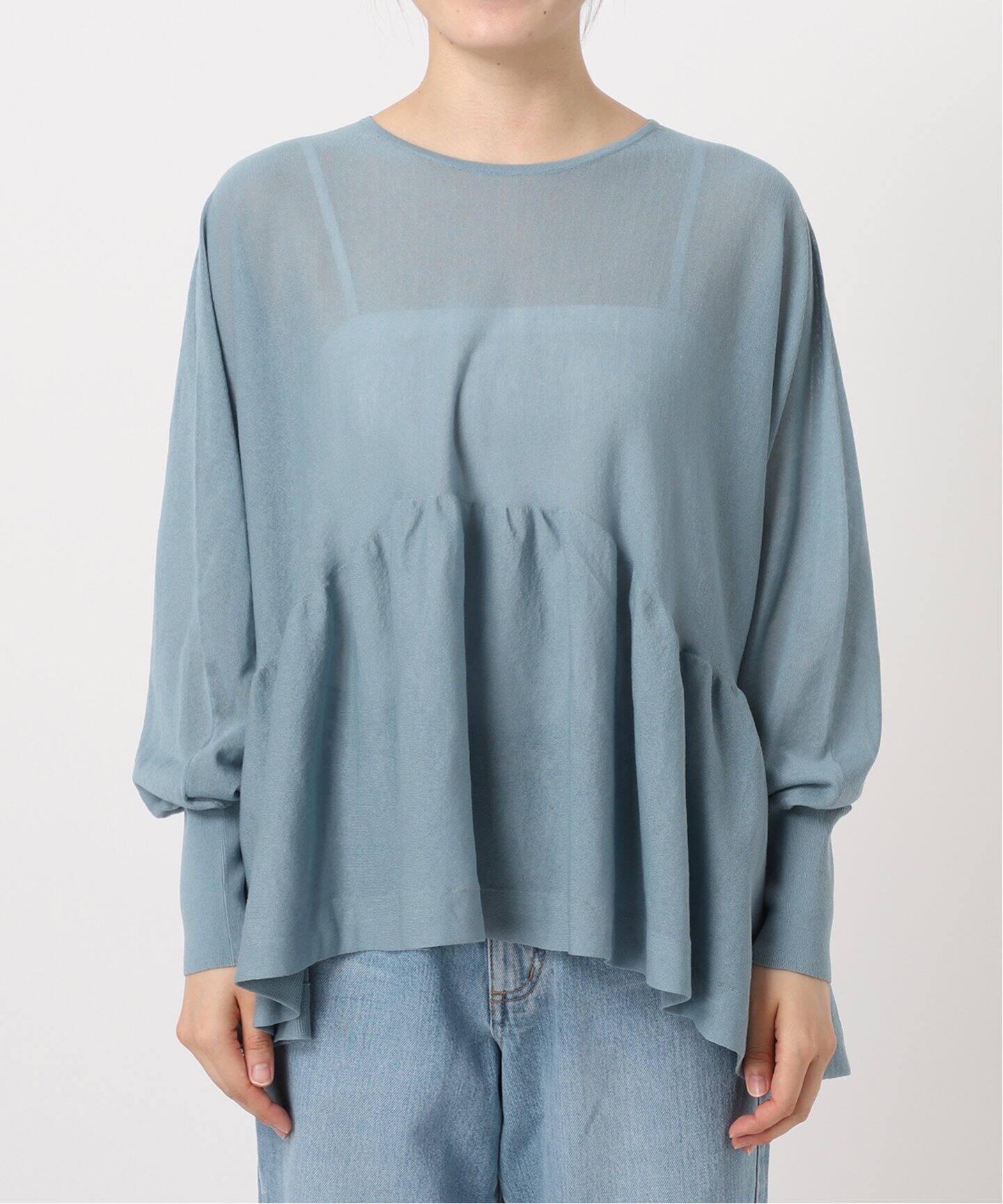 美品 23AW IENA イエナ ペプラムニットプルオーバー ボリュームスリーブ ホールガーメント セーター 23080900377030 グレー レディース 古着 中古 美品 23AW IENA イエナ ペプラムニットプルオーバー ボリューム