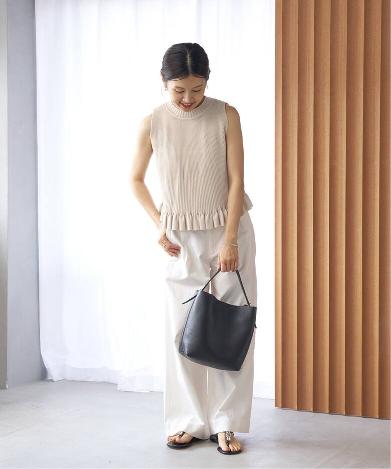 グリッターリブ フレアノースリーブ（タンクトップ）｜IENA（イエナ  