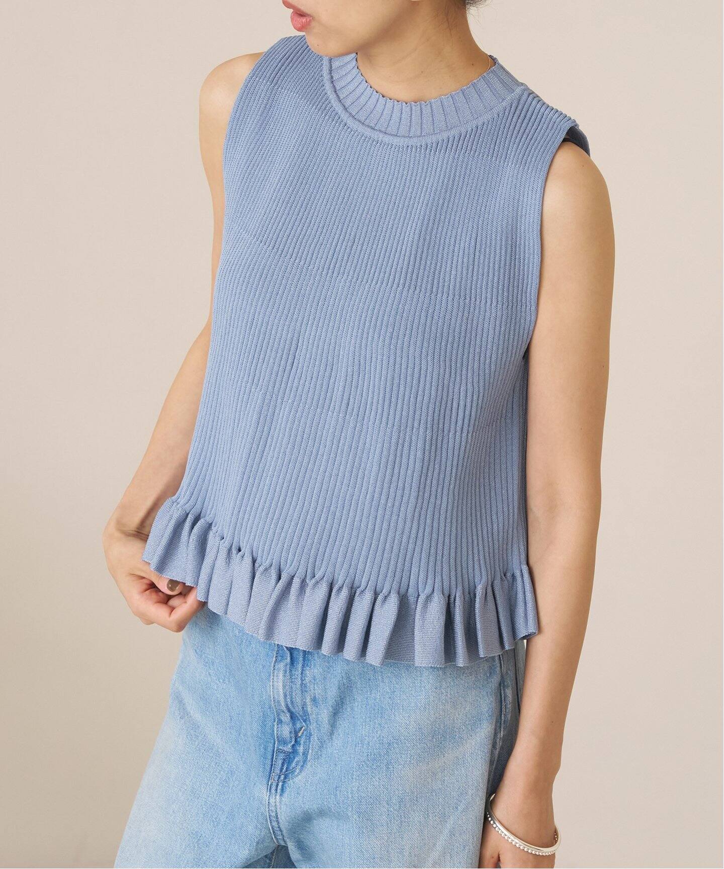 グリッターリブ フレアノースリーブ（タンクトップ）｜IENA（イエナ  