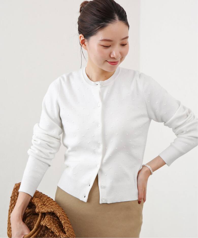IENA ドットクルーカーディガン 