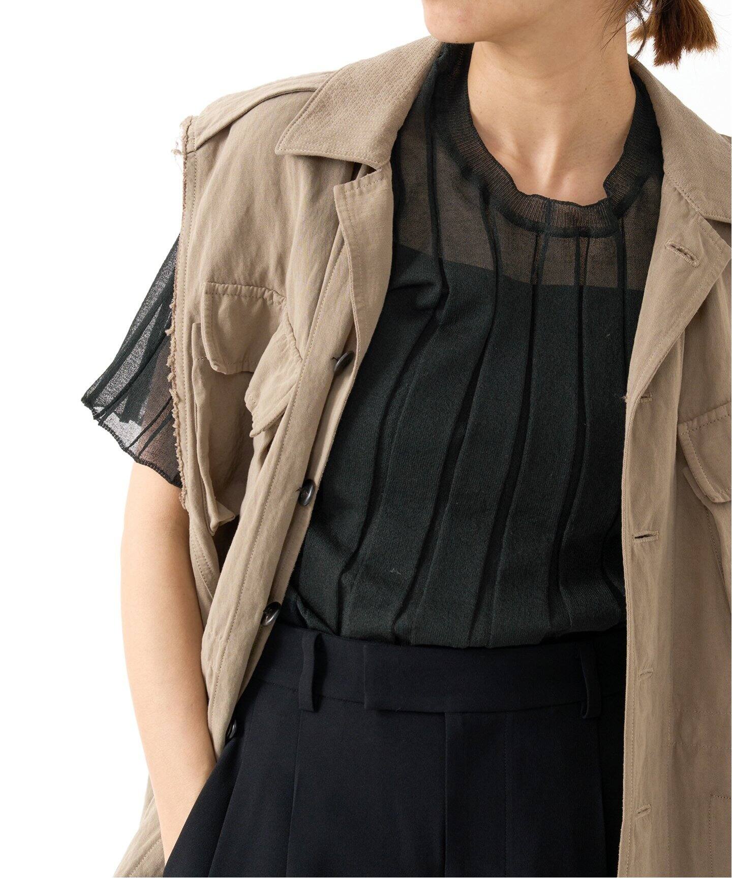美品　IENA イエナ シアーニットTシャツ 24SS 黒　ブラック　透け感 シアーニットTシャツ（ニット／セーター）｜IENA（イエナ）の