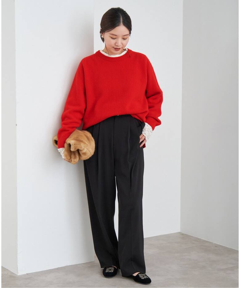 POOGINOOK WOOL クルーネックラグランプルオーバー（ニット／セーター 