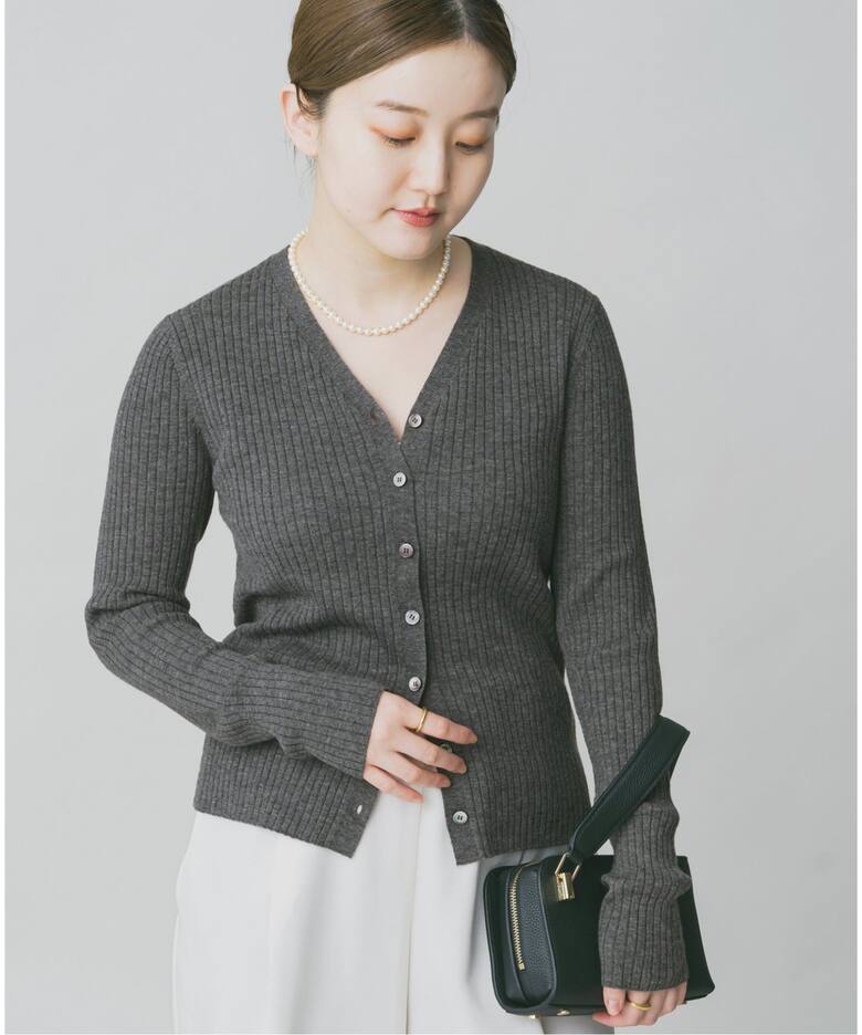 イタリア糸 RIB Vネックカーディガン（カーディガン）｜IENA（イエナ  