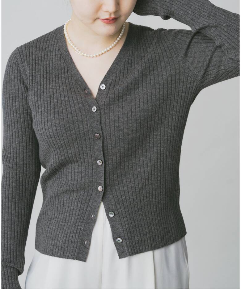 イタリア糸 RIB Vネックカーディガン（カーディガン）｜IENA（イエナ  