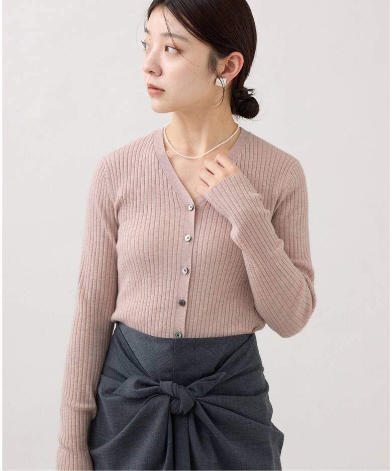 イタリア糸 RIB Vネックカーディガン（カーディガン）｜IENA（イエナ  