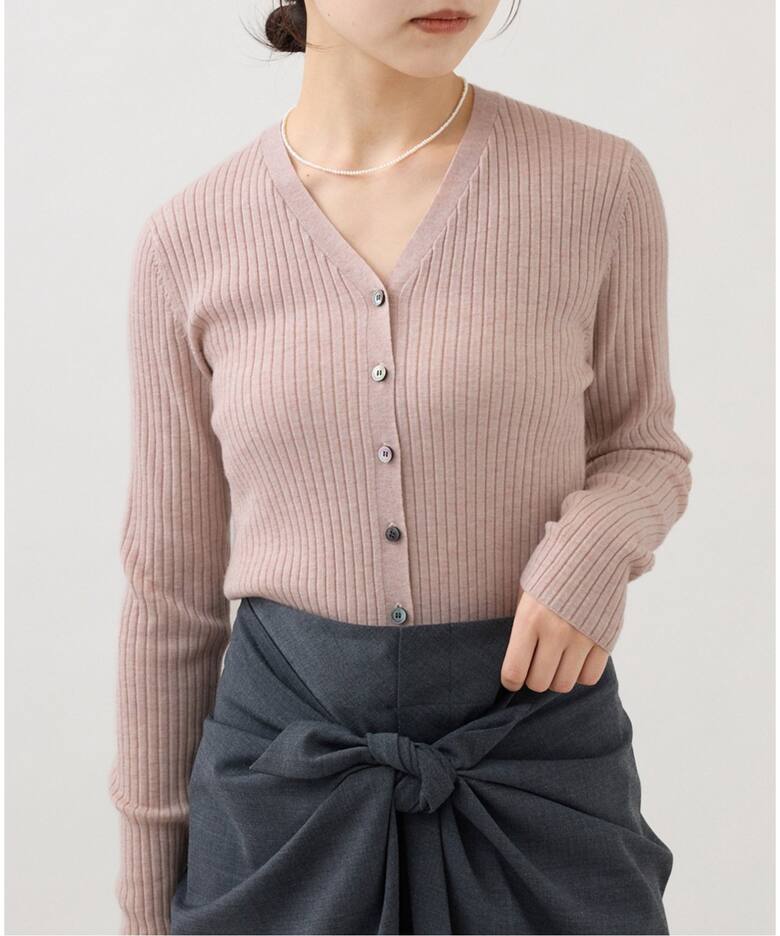 イタリア糸 RIB Vネックカーディガン（カーディガン）｜IENA（イエナ  