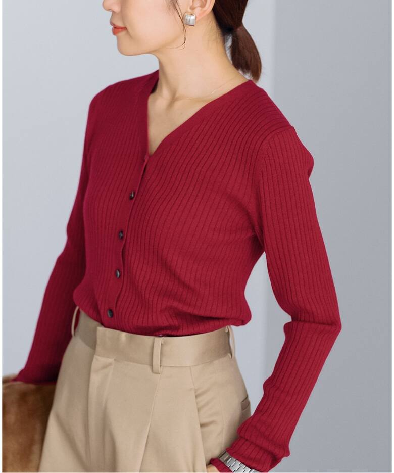 イタリア糸 RIB Vネックカーディガン（カーディガン）｜IENA（イエナ  