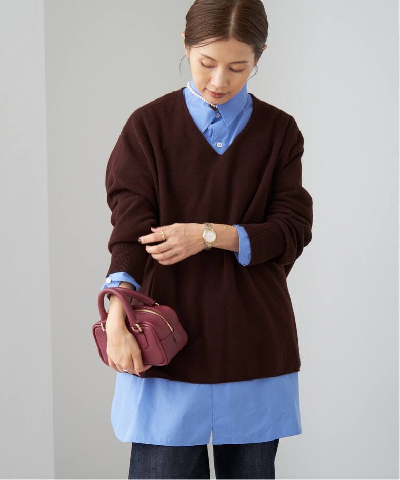 Fine ニュージーウール ニュアンス Vプルオーバー（ニット／セーター  