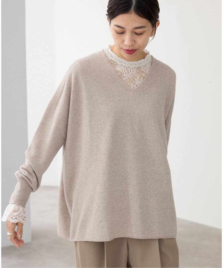 Fine ニュージーウール ニュアンス Vプルオーバー（ニット／セーター  