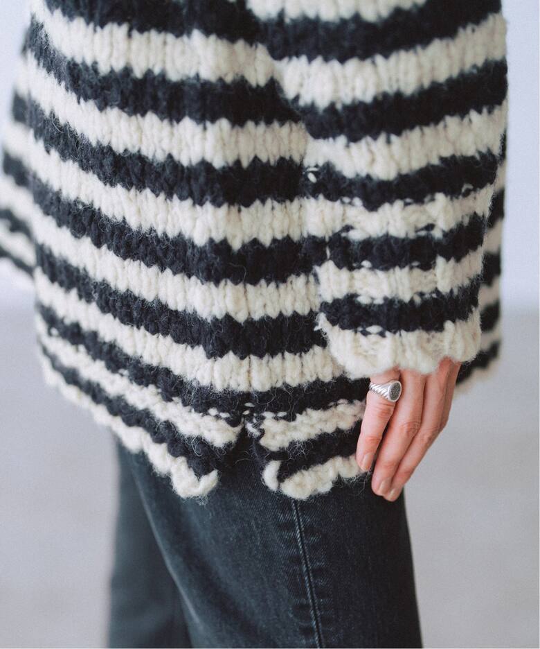 WEB限定/追加2》BLACK ハイネックボーダーニット（ニット／セーター  