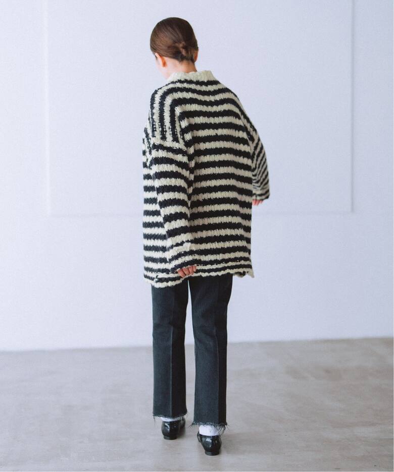 WEB限定/追加2》BLACK ハイネックボーダーニット（ニット／セーター  