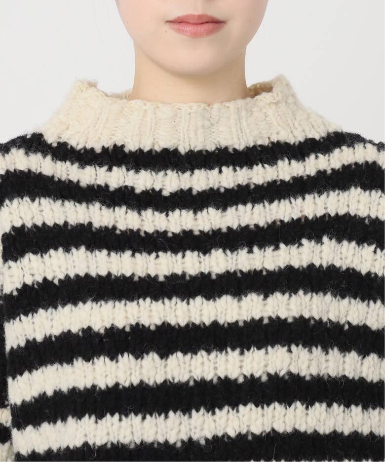 WEB限定/追加2》BLACK ハイネックボーダーニット（ニット／セーター  