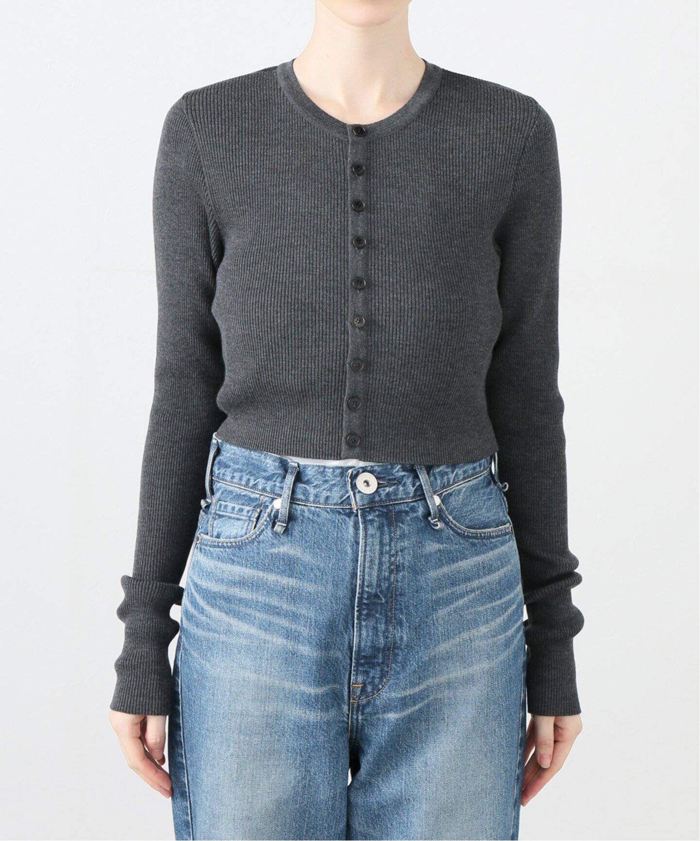 AURALEE/オーラリー WOOL HIGH GAUGE RIB KNIT SH/CD カーディガン 