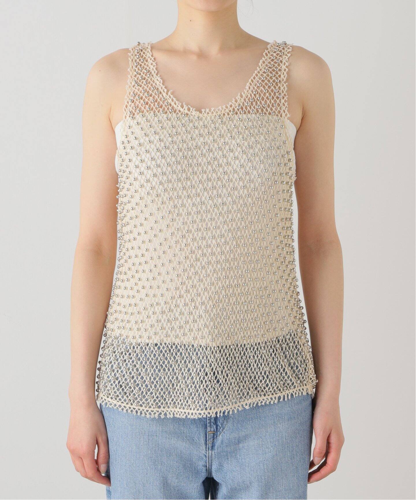 TELA/テラ BEADED NET TOP ニット
