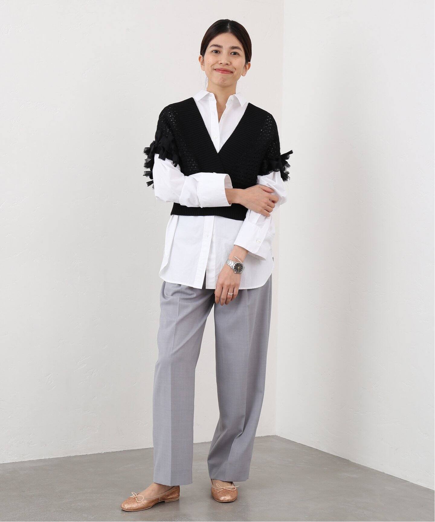 RITTO/リット】コットンVネック リボンベスト（ベスト）｜IENA（イエナ 