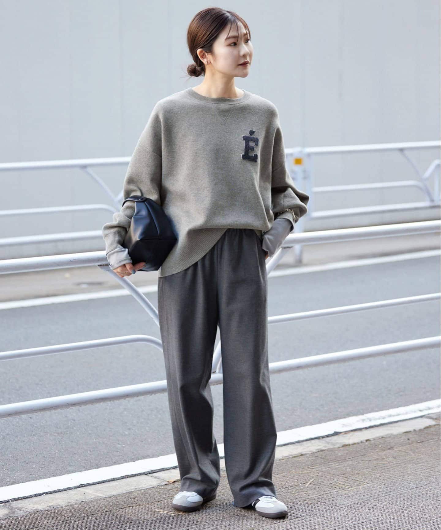 美品★SLOBE IENA サガラ刺繍スウェットライクニット グレー イエナ サガラ刺繍スウェットライクニット（ニット/セーター）｜SLOBE