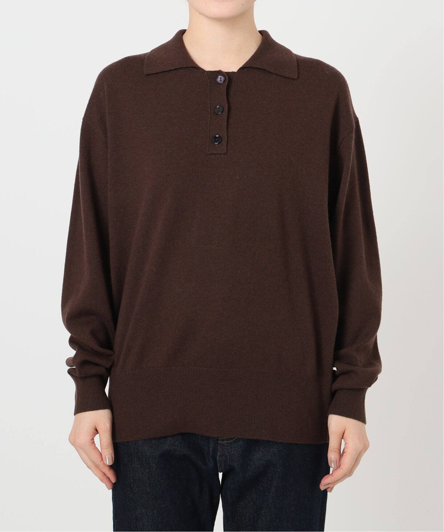 ウール混襟付きニットプルオーバー（ニット／セーター）｜SLOBE